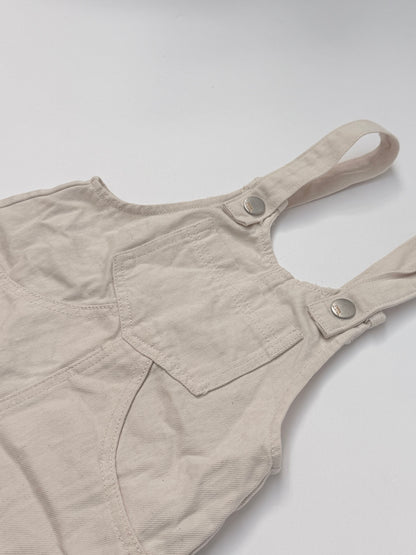 Zara Cream Denim Overall Shorts 9-12m