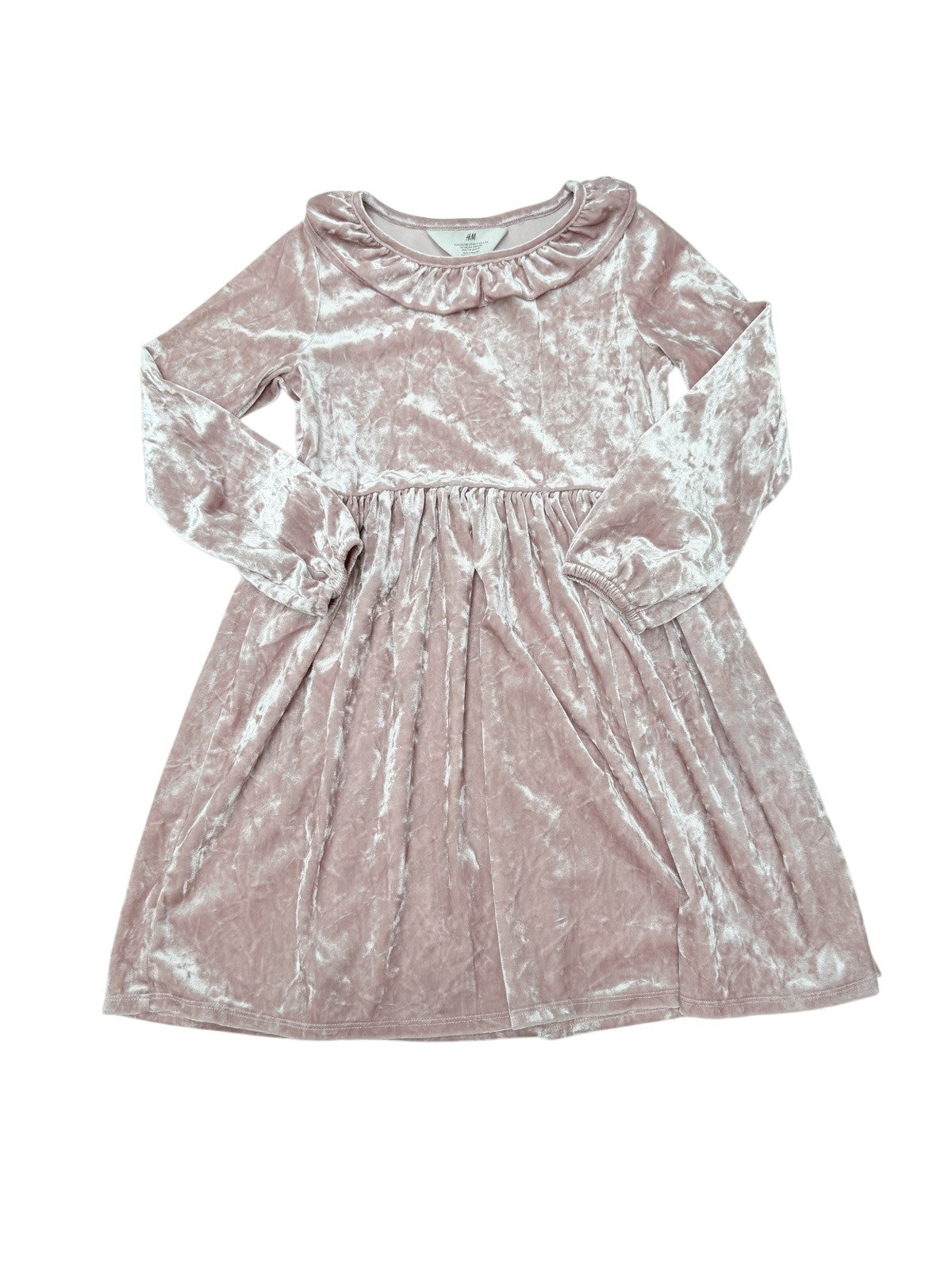 H&M Pink Velvet Long Sleeve Dress 8