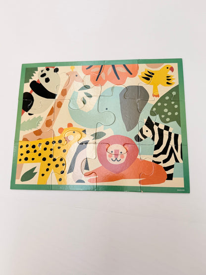 Mudpuppy Zoo Animals Pouch Puzzle 12pc