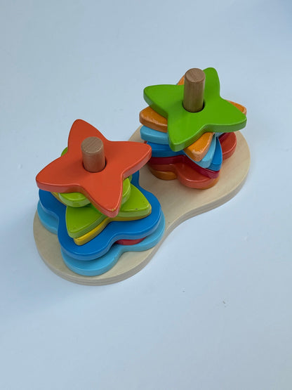 Wooden Double Star Shape Stacker Toy