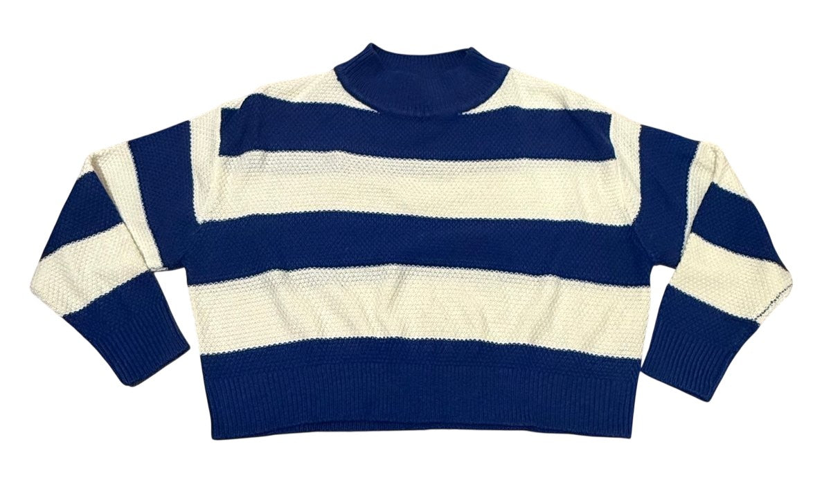 Zudio Blue Striped Mock Neck Sweater 12-14Y