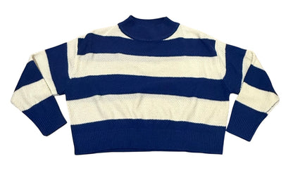 Zudio Blue Striped Mock Neck Sweater 12-14Y