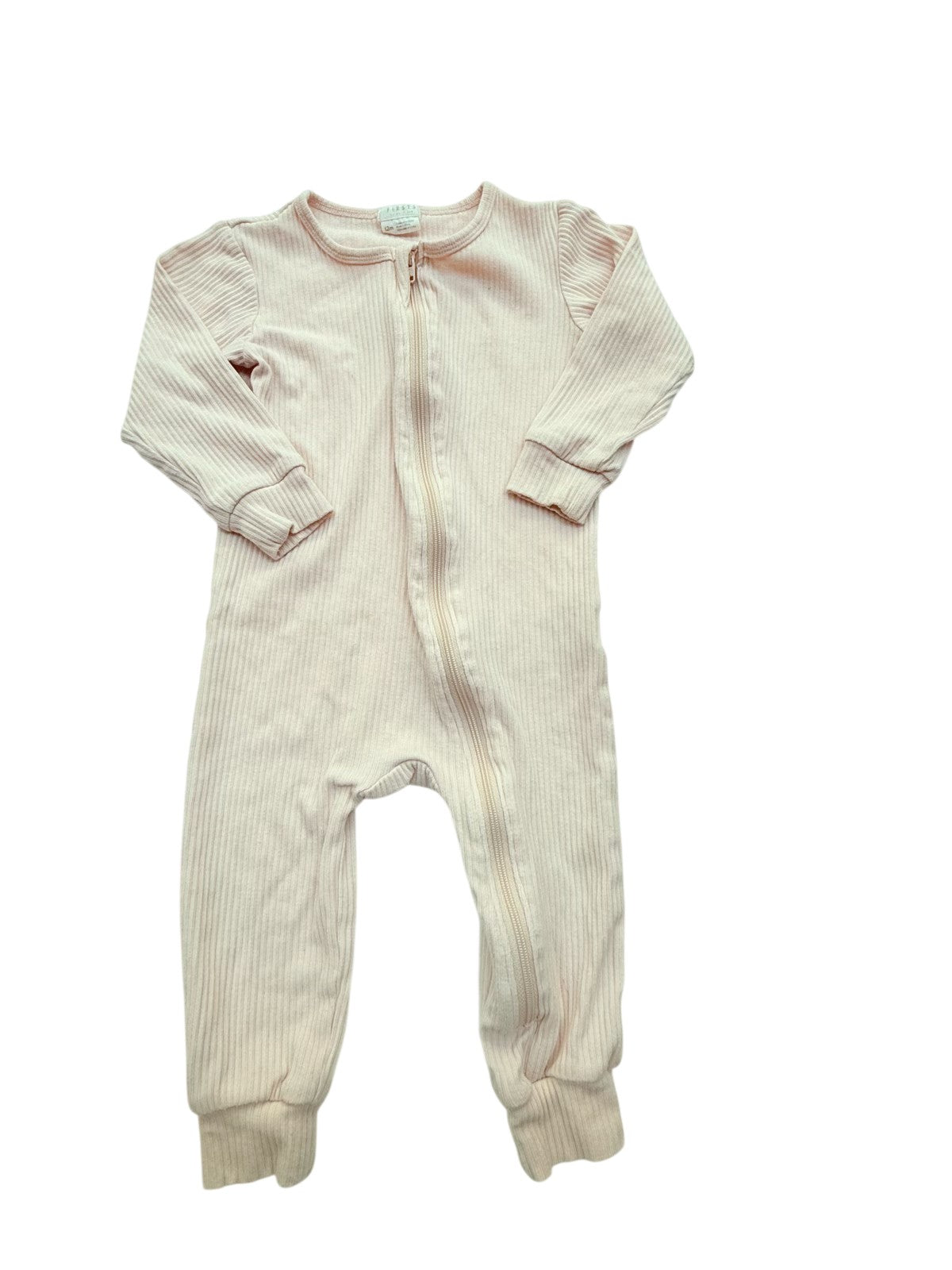Firsts by Petit Lem Pink Ribbed Sleeper 12M