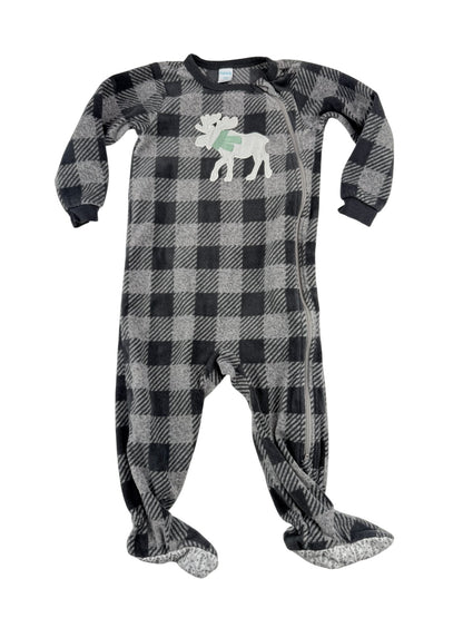 Pekkle Buffalo Plaid Moose Fleece Sleeper 18M
