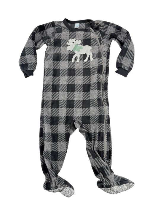 Pekkle Buffalo Plaid Moose Fleece Sleeper 18M