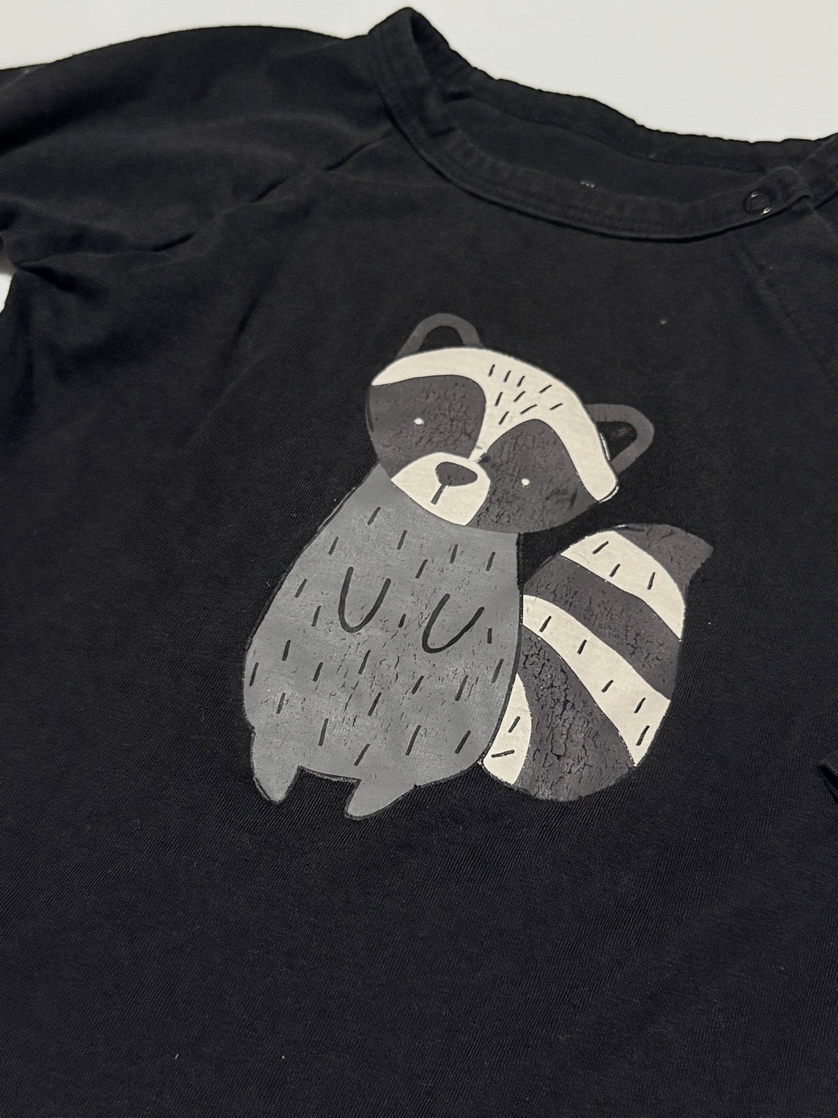Black Raccoon Long Sleeve Baby Bodysuit 3M