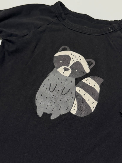 Black Raccoon Long Sleeve Baby Bodysuit 3M