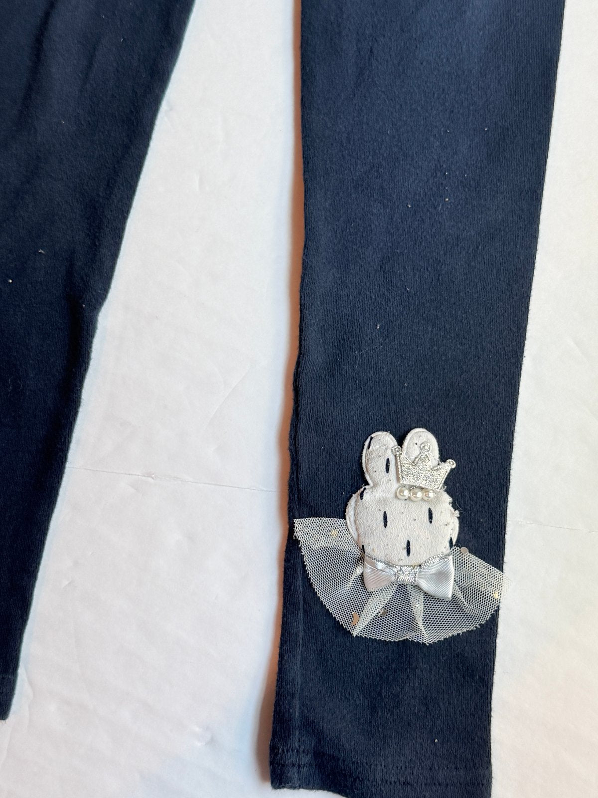 Home Run Navy Bunny Appliqué Leggings 15