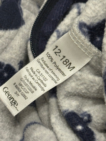 George Baby Bear Print Hooded Romper 12-18M
