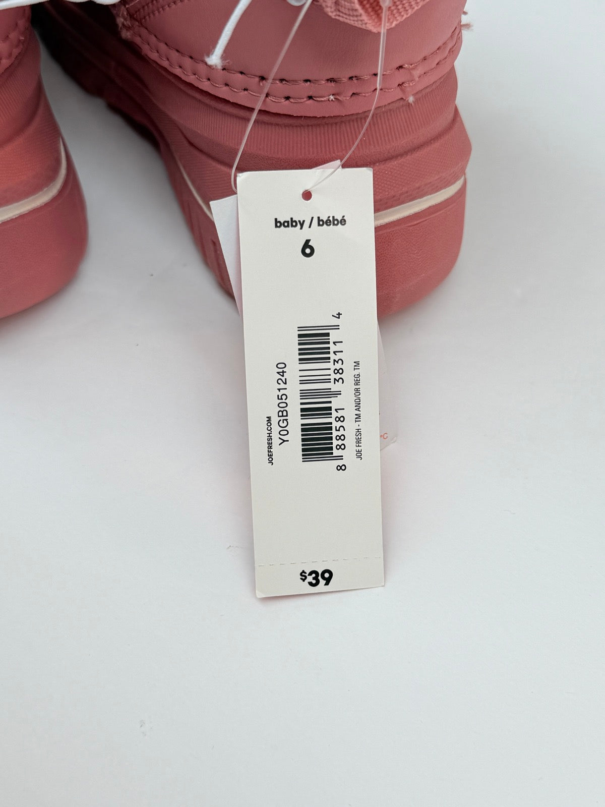 NWT - Joe Fresh Pink Snow Boots Toddler Size 6