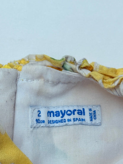 Mayoral Yellow Daisy Print Dress Size 2T