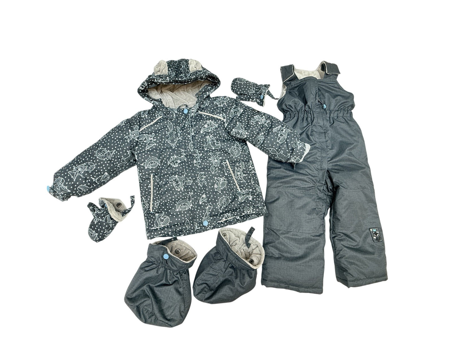 Deux par Deux Fox Snow Jacket Pants Mittens Set 2T