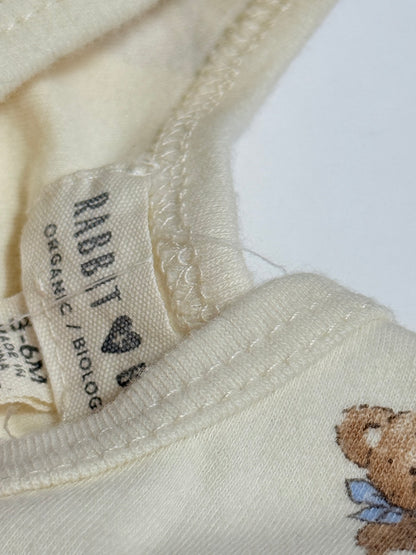 Rabbit and Bear Baby Teddy Bear Bodysuit 3-6M