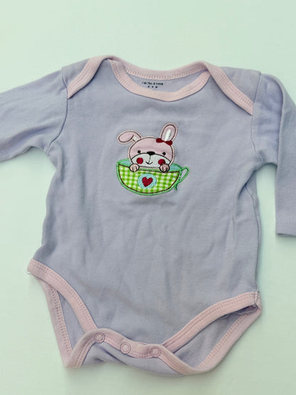 Lavender Bunny Teacup Long Sleeve Bodysuit 0-6M
