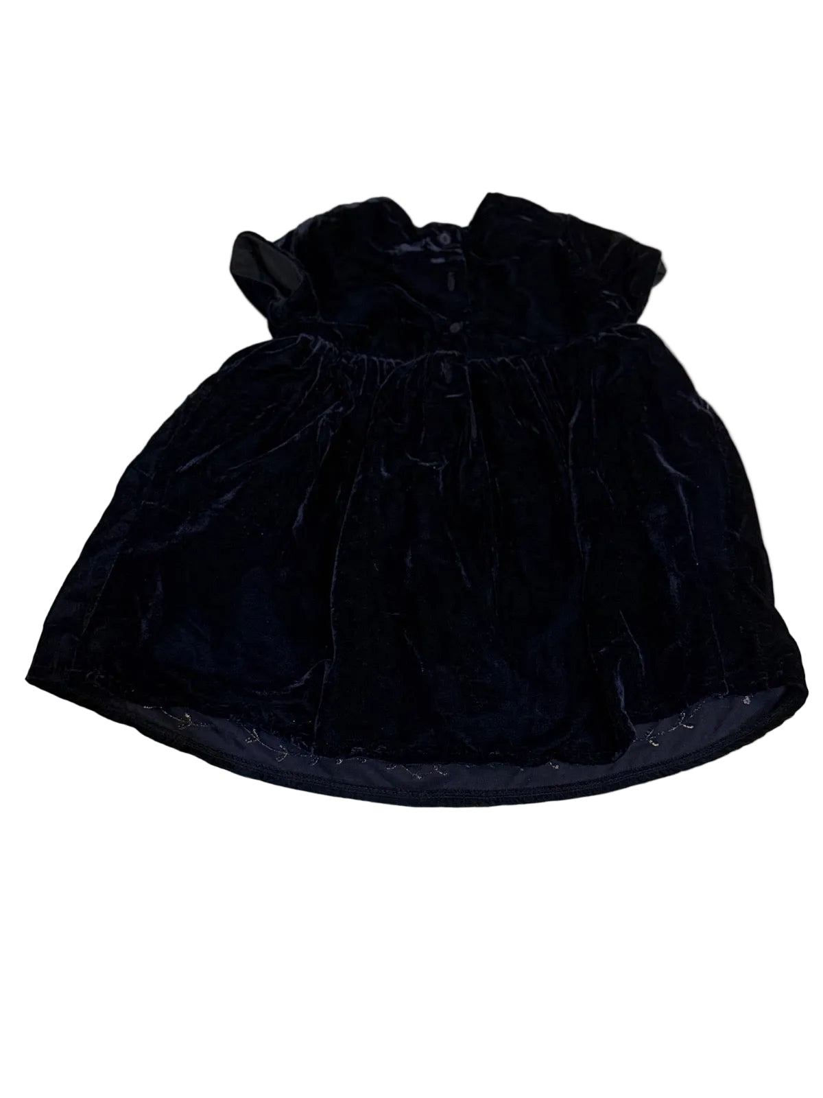 Zara Baby Girl Navy Velvet Embroidered Dress 18-24m
