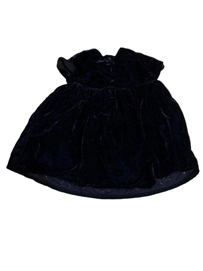 Zara Baby Girl Navy Velvet Embroidered Dress 18-24m