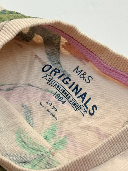 M&S Originals Dinosaur T-Shirt 2-3Y
