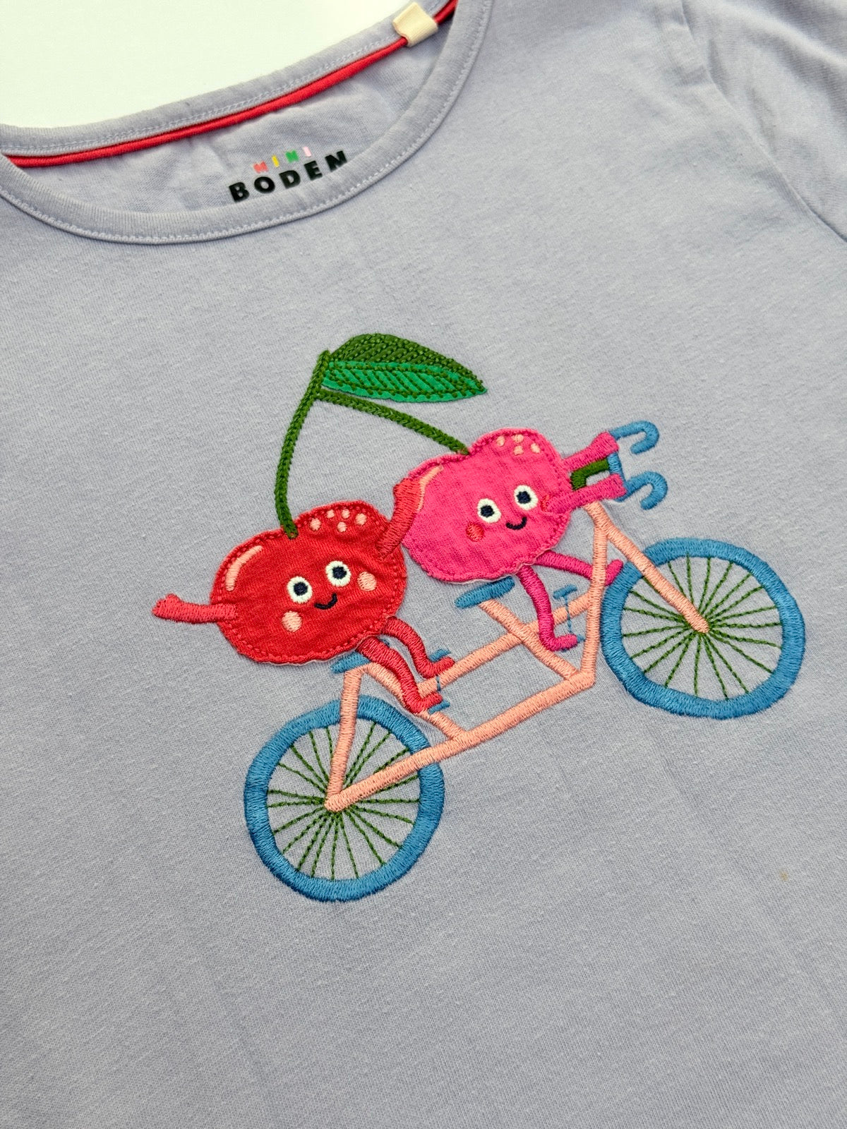 Mini Boden Cherry Tandem Bike T-Shirt 6-7Y