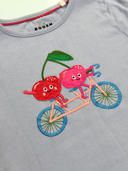 Mini Boden Cherry Tandem Bike T-Shirt 6-7Y