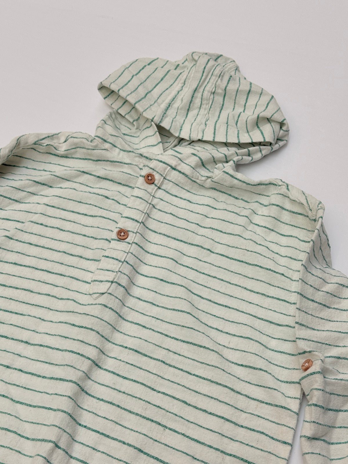 Zara Striped Hooded Henley Hoodie 6Y