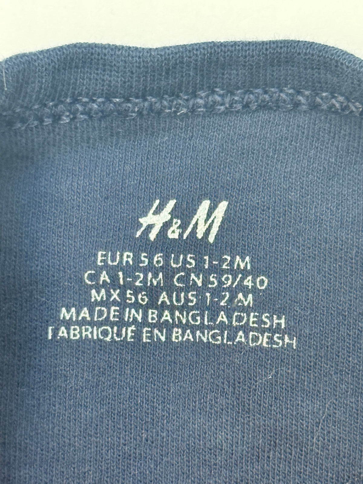 H&M Navy Side-Snap Bodysuit 1-2M