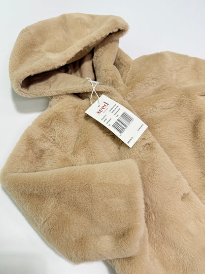 Seed Heritage Natural Faux Fur Hooded Jacket 12-18m