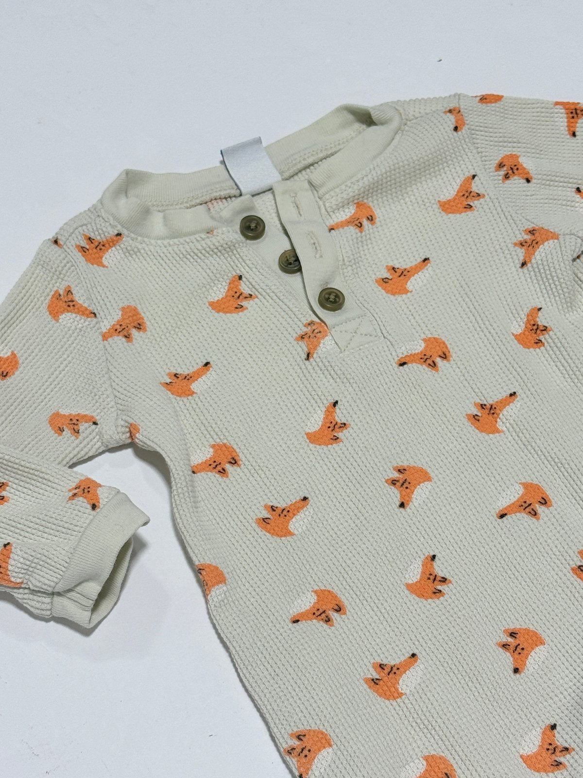 Old Navy Fox Print Waffle Romper 3-6M