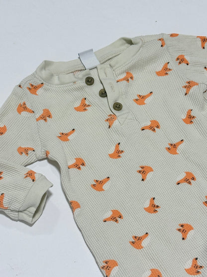 Old Navy Fox Print Waffle Romper 3-6M