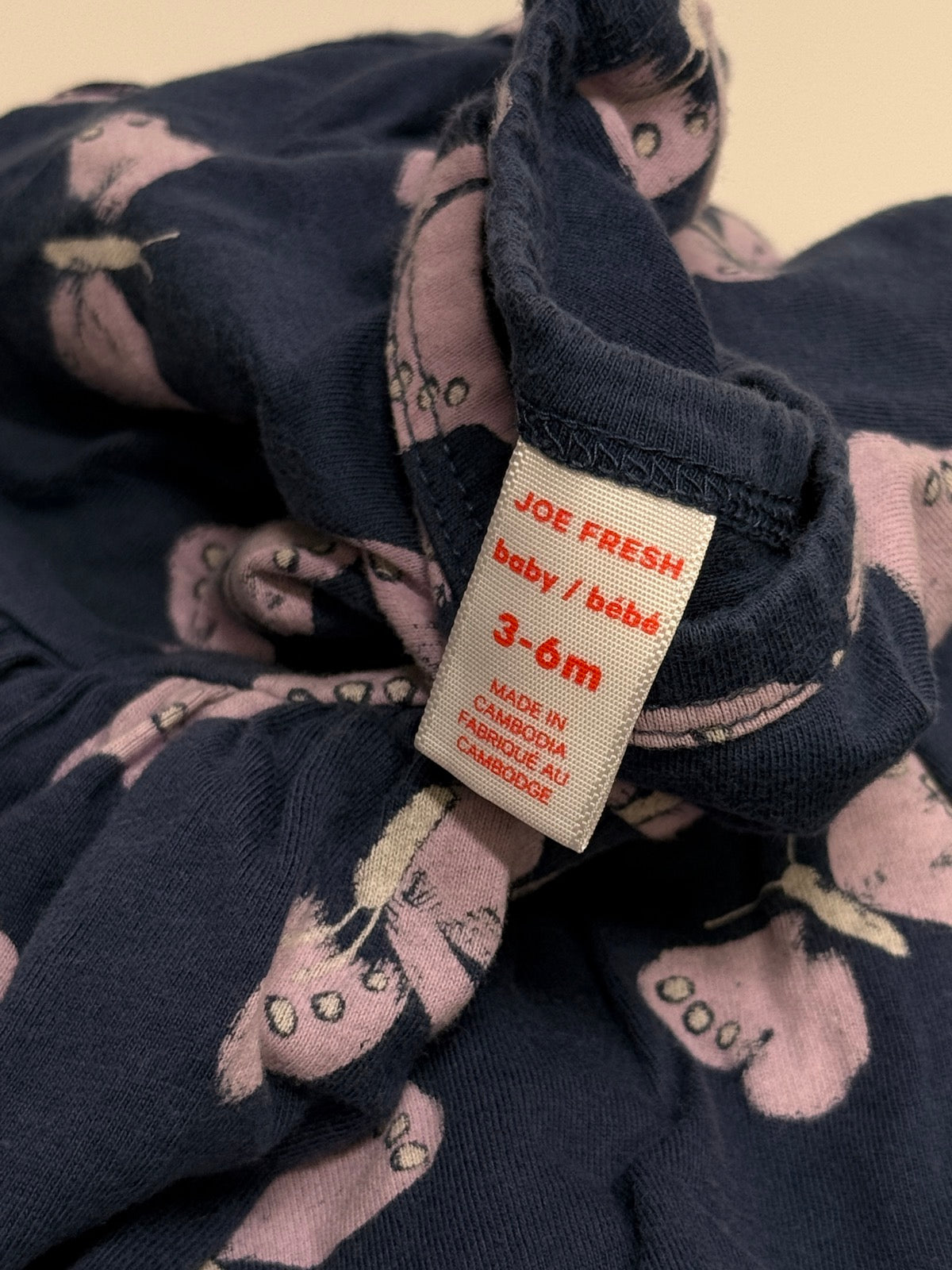Joe Fresh Navy Butterfly Dress 3-6m
