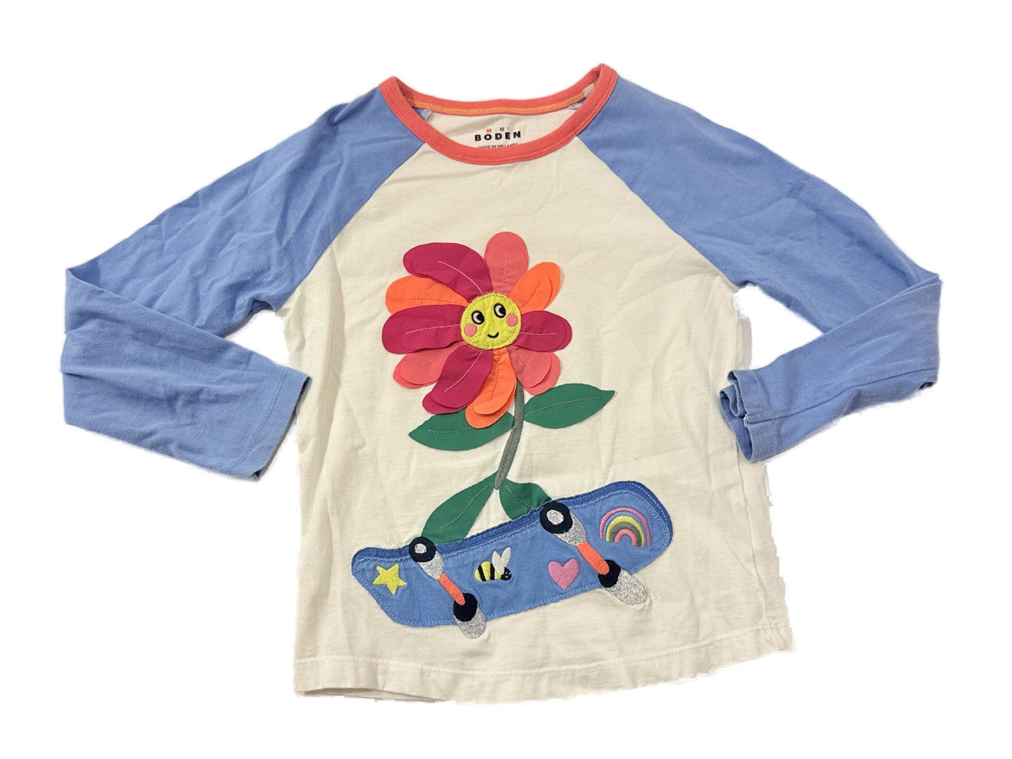 Mini Boden Flower Car Appliqué Top 6-7Y