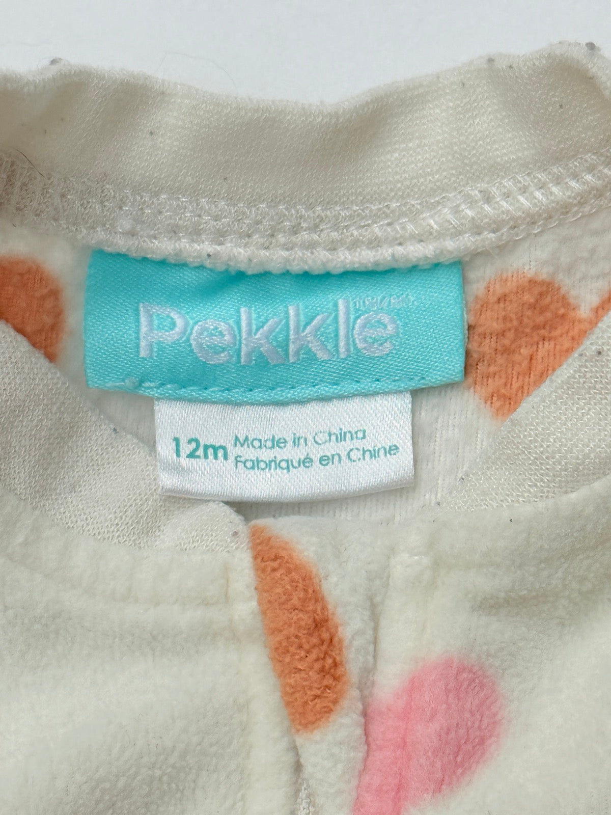 Pekkle Heart Print Footed Sleeper 12M