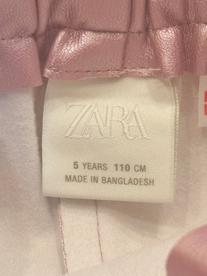 Zara Metallic Pink Faux Leather Skirt 4-5Y