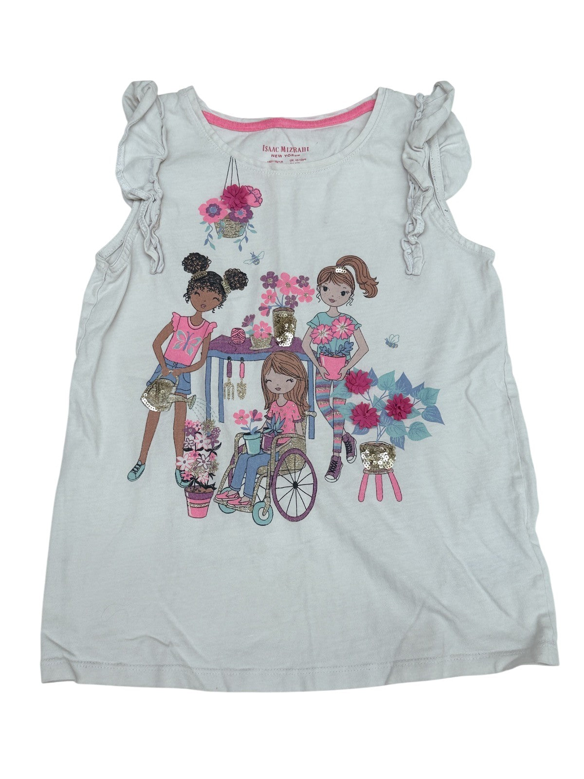 Isaac Mizrahi Girls Floral Ruffle Tank Top 10-12