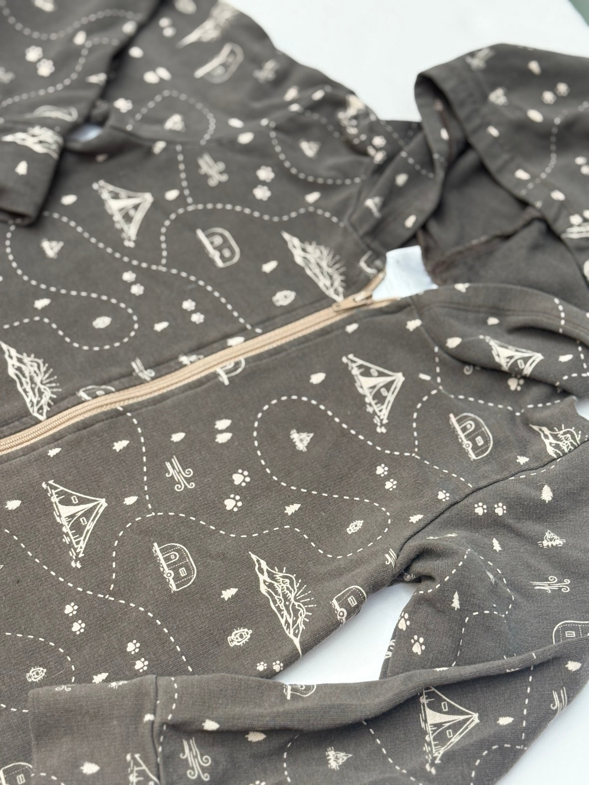 One + Lemon Vintage Camping & Trailers Zip Pajama 3/4Y