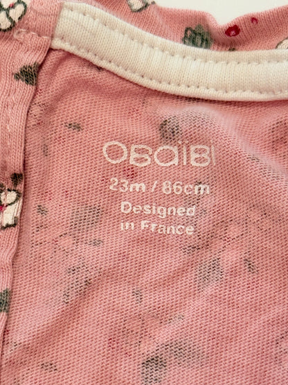 Obaïbi Floral Pink Ruffle T-Shirt 18/24M