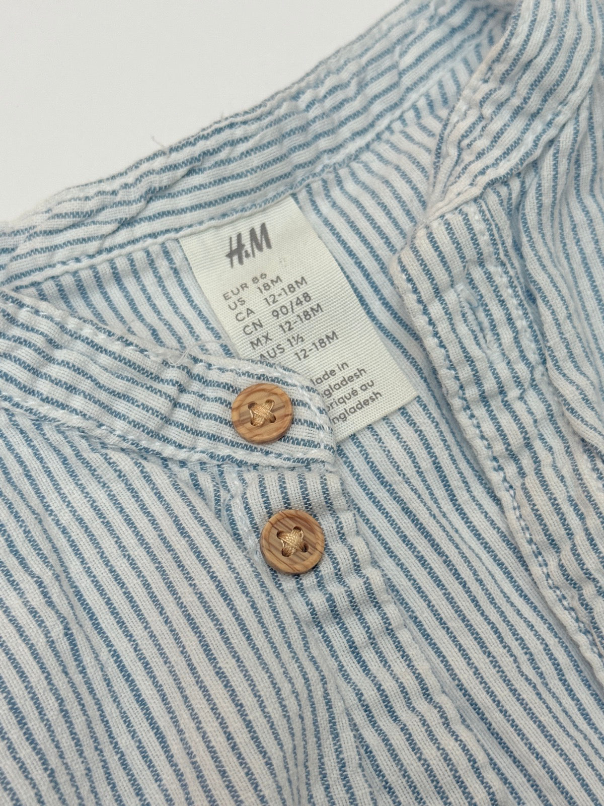 H&M Striped Button-Up Shirt 12-18M