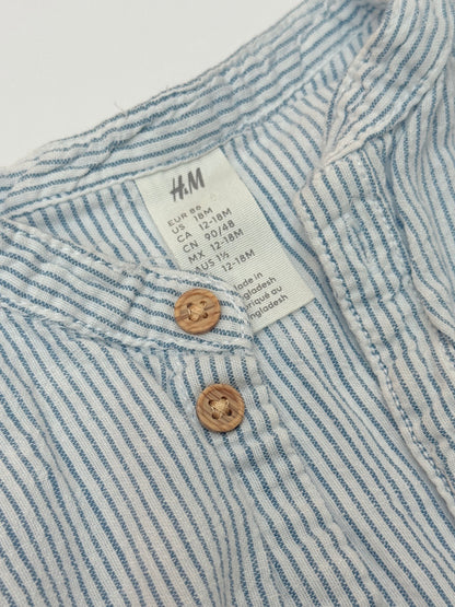 H&M Striped Button-Up Shirt 12-18M