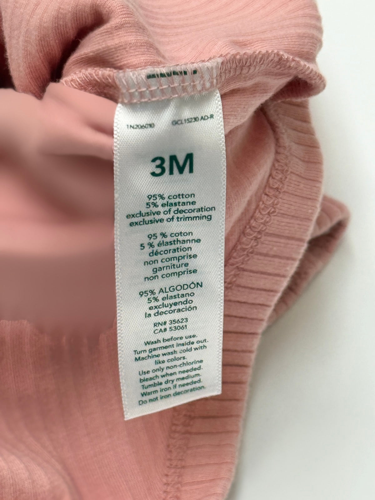 Carter's Just One You Pink Ribbed Bodysuit 3M