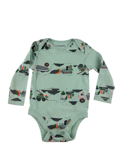 Old Navy Construction Trucks Long Sleeve Bodysuit 12-18M