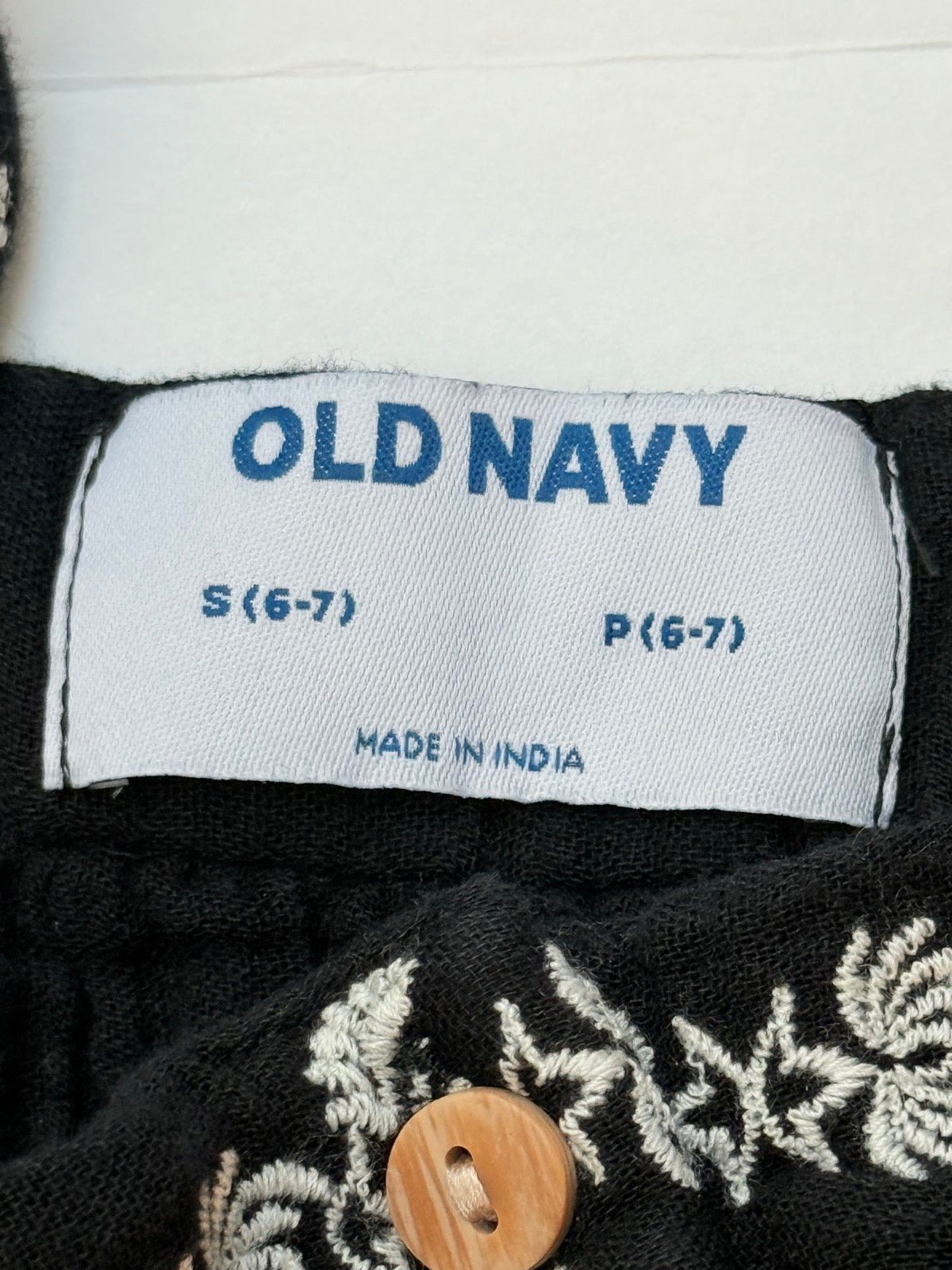 Old Navy Embroidered Black Blouse Size 6-7