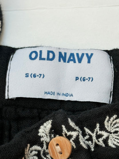 Old Navy Embroidered Black Blouse Size 6-7