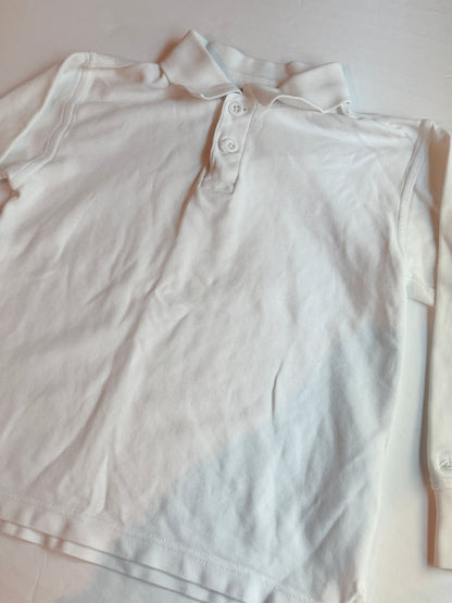 beattie White Long Sleeve Polo YS