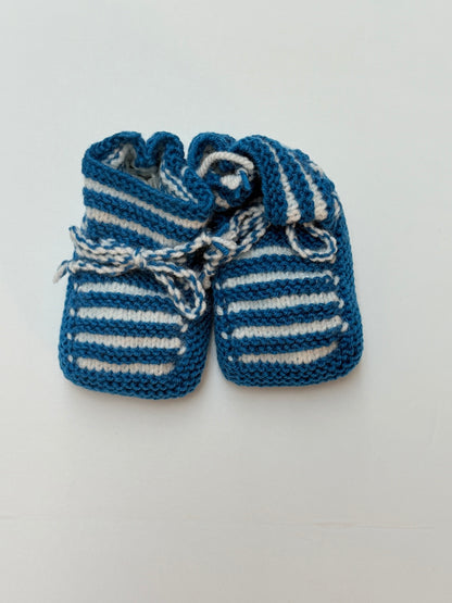 Handmade Knit Striped Baby Booties 0-6m