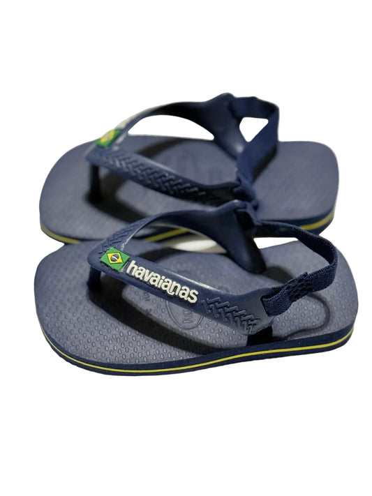 Havaianas Navy Brazil Baby Flip Flops Size 21 / 6.5US