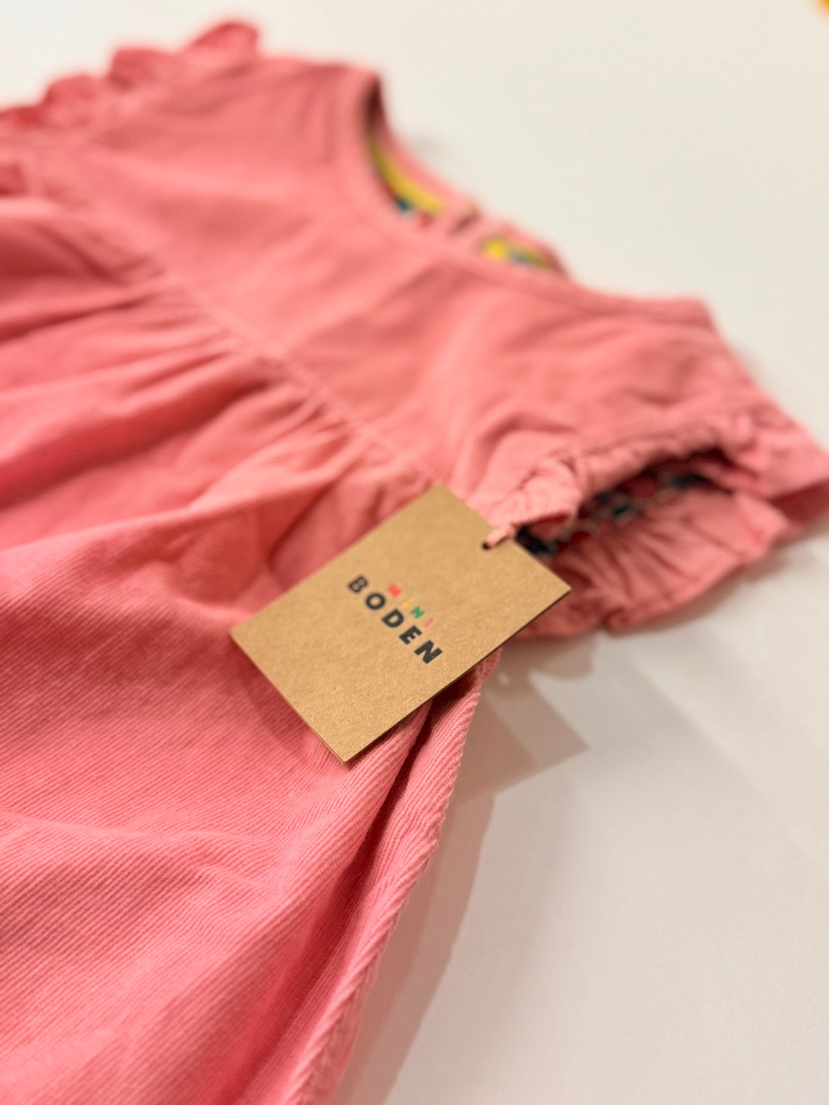 Mini Boden Pink Corduroy Heart Pocket Dress 5-6Y