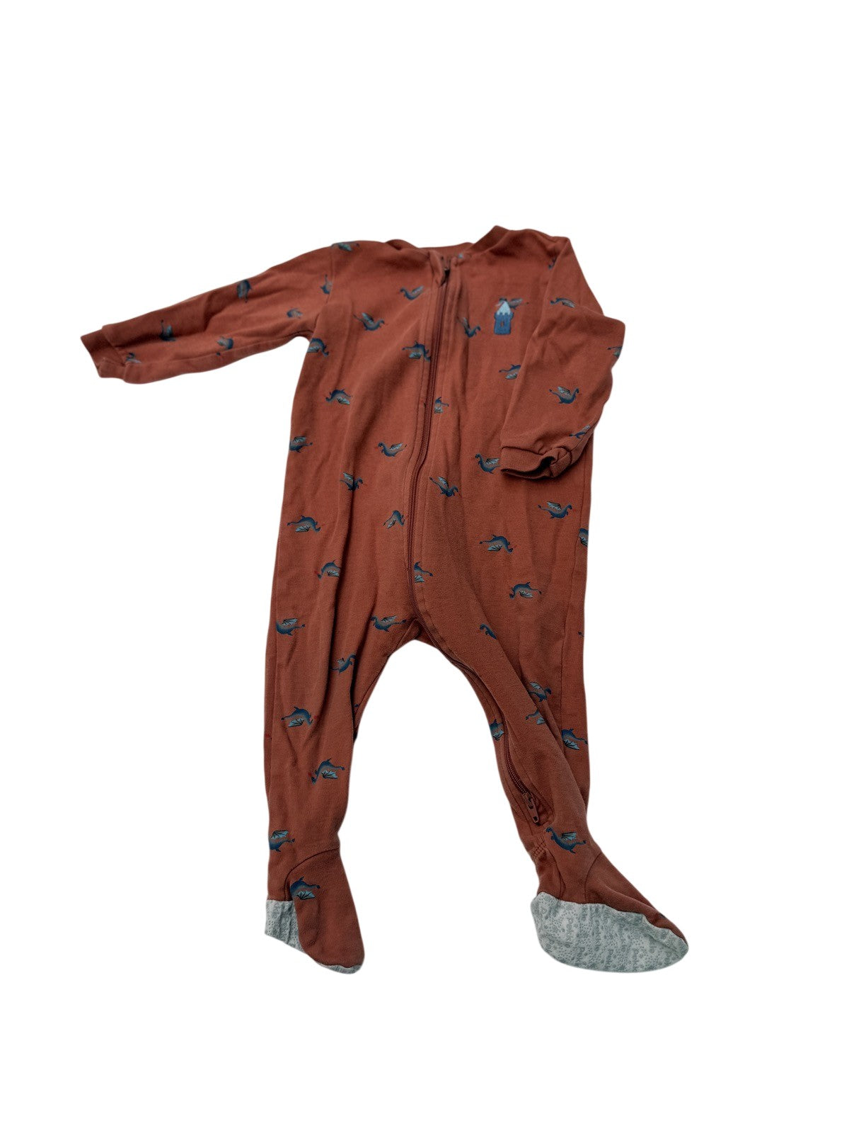 Pekkle Dragon Print Footed Sleeper 12M