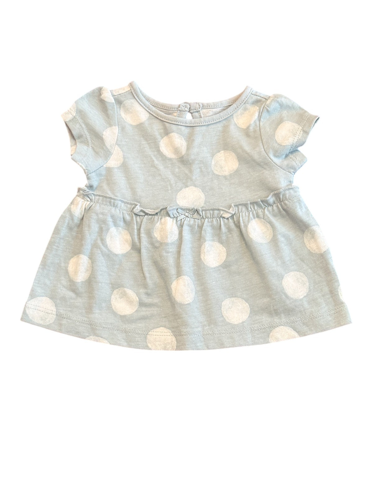 Newborn Girls Blue Polka Dot Peplum Top 0m