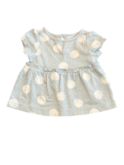 Newborn Girls Blue Polka Dot Peplum Top 0m