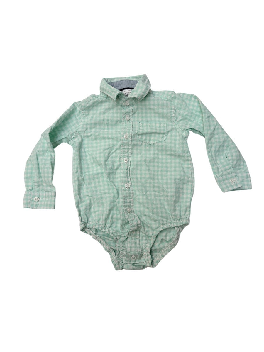Carter's Mint Gingham Button-Up Bodysuit 24M