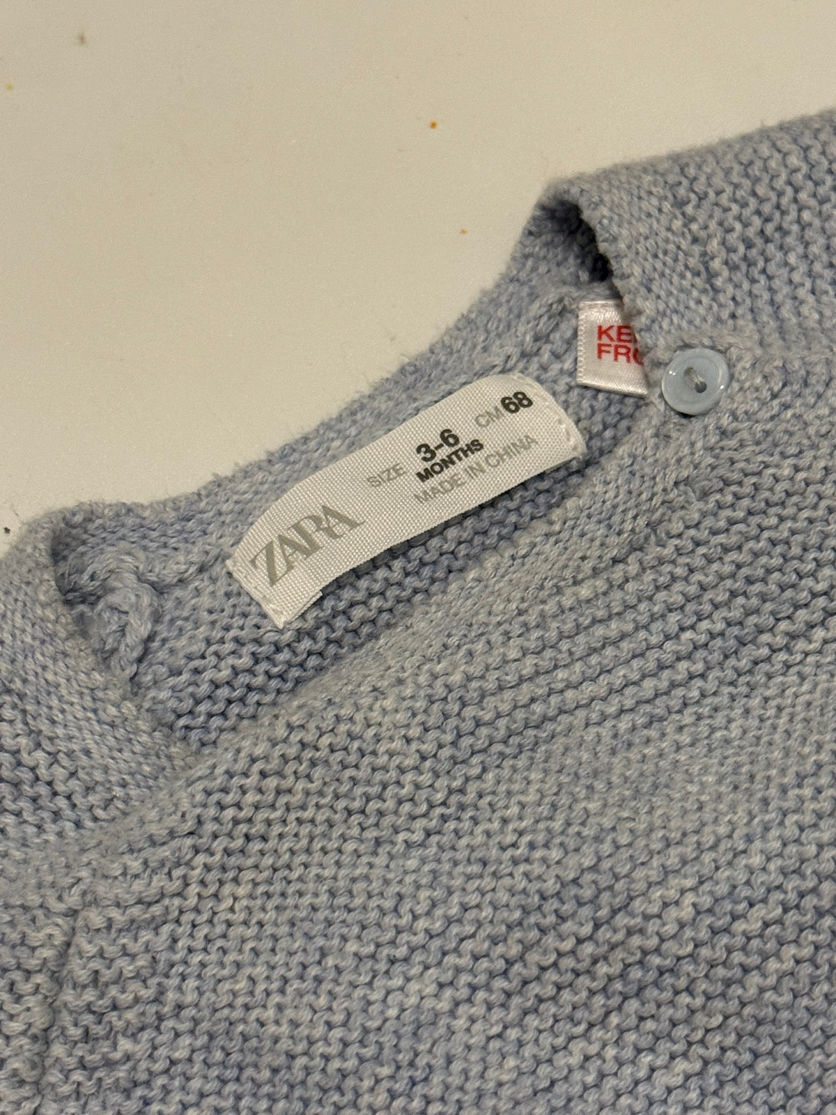 Zara Blue Cotton Knit Sweater 3-6 Months